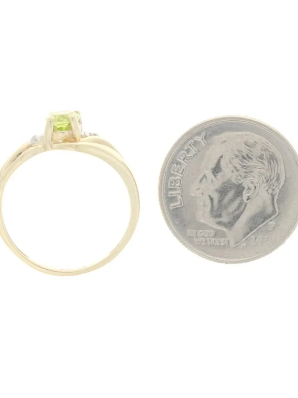Yellow Gold Peridot & Diamond Bypass Ring - 10k Oval .50ct